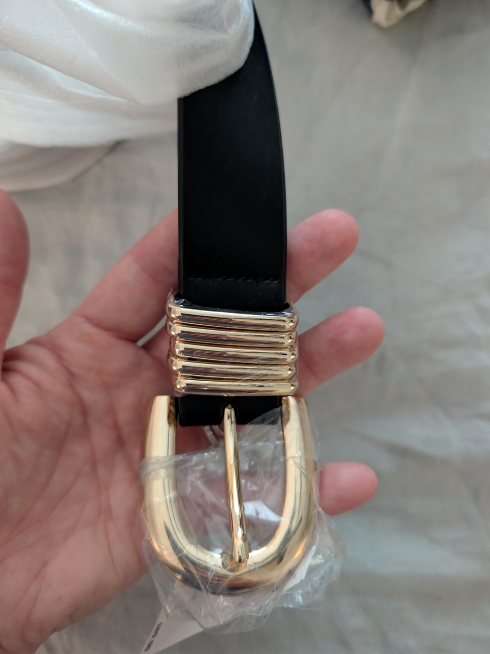 NWT Good American Black & Gold Ring Belt L/XL + Dust Bag